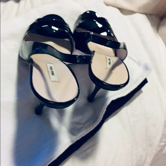 MIU MIU PRADA BLACK STRAPPY SLINGBACKS PUMPS 5.5 - Picture 8 of 11